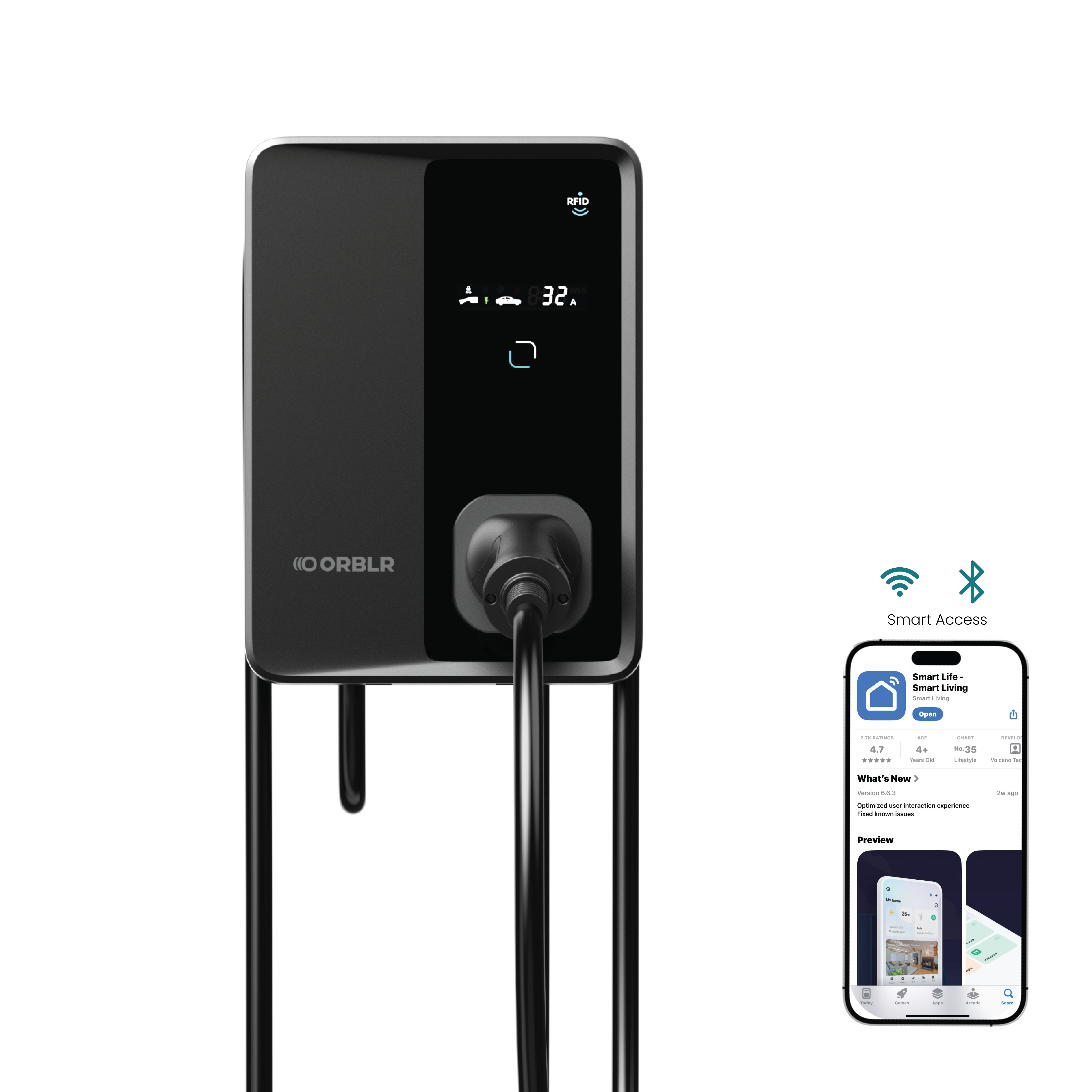 ORBLR CYBR7 | 7.4kW Wall EV Charger | Single Phase