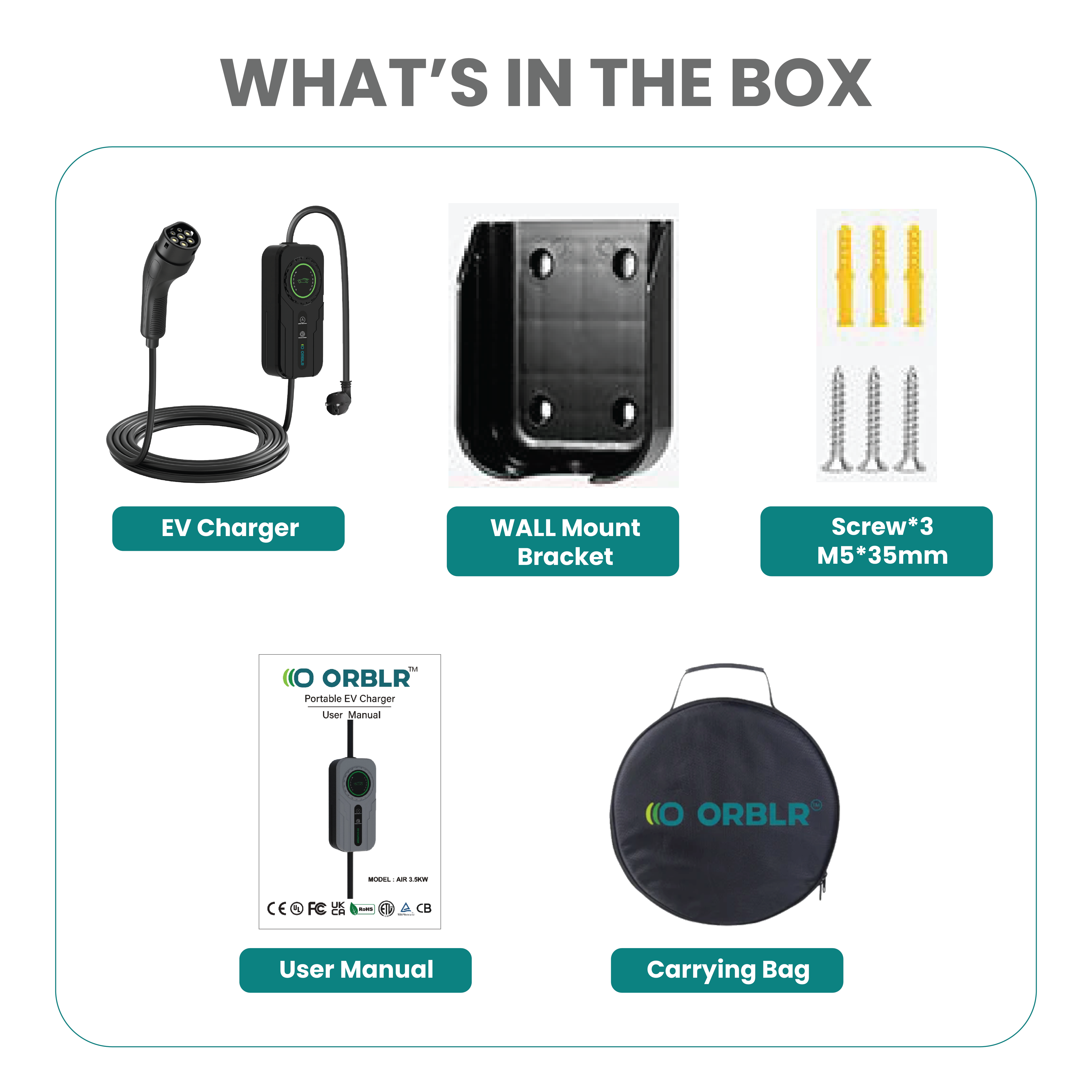 ORBLR AIR | 3.6KW Portable EV Charger