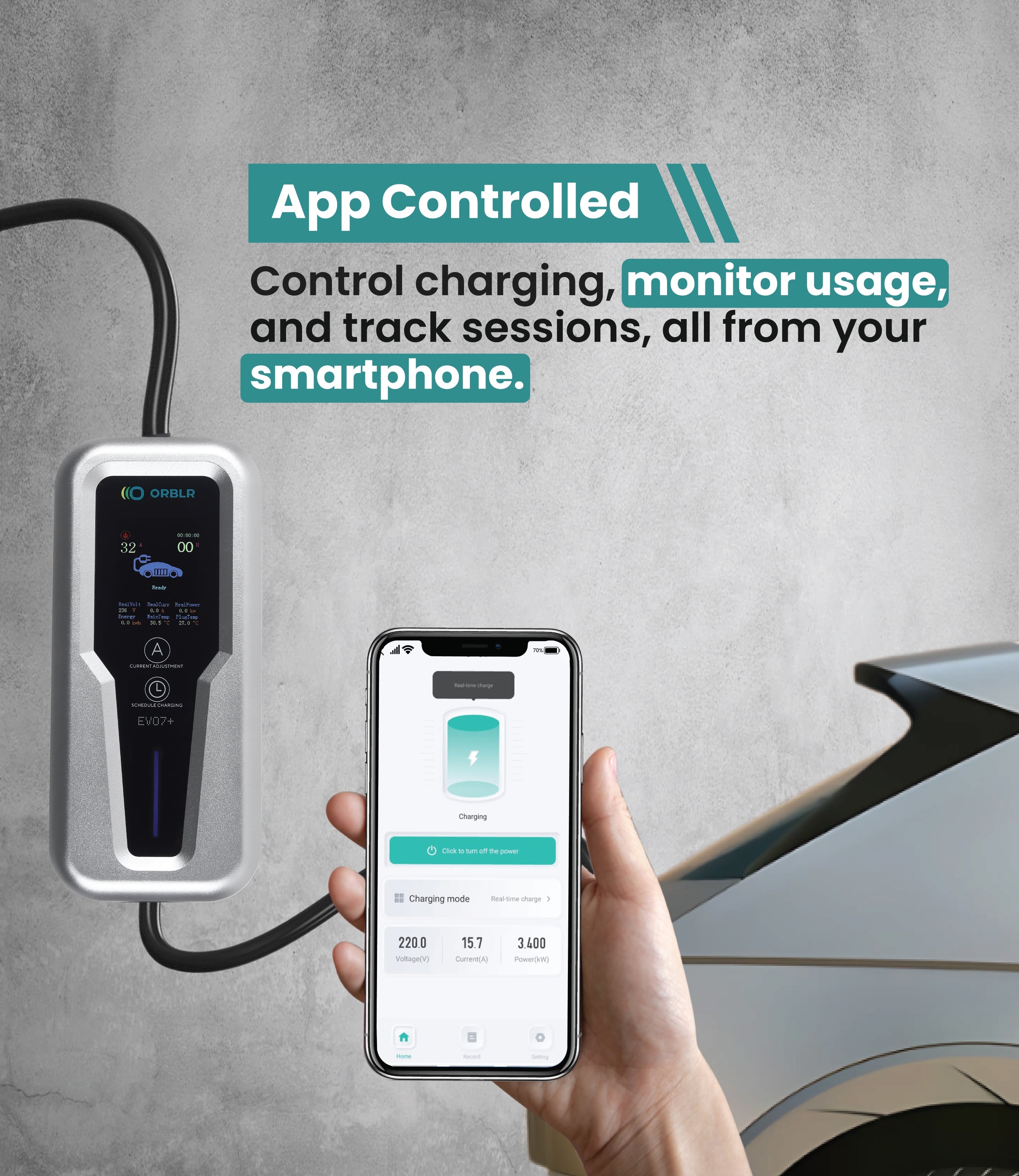 ORBLR EVO7+ | 7.2KW Portable EV Charger