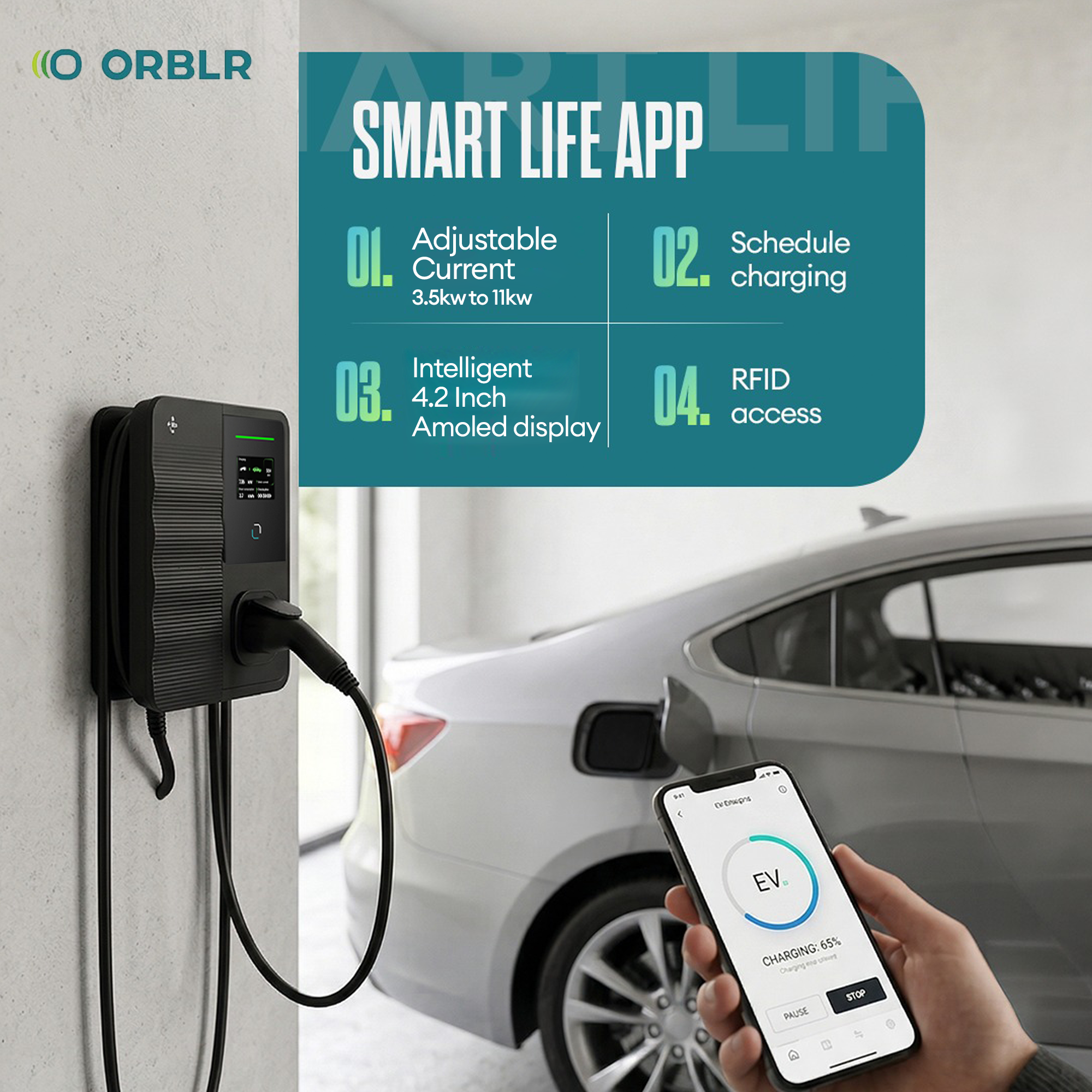 ORBLR CYBR X11 | 11kW Wall EV Charger | Three Phase