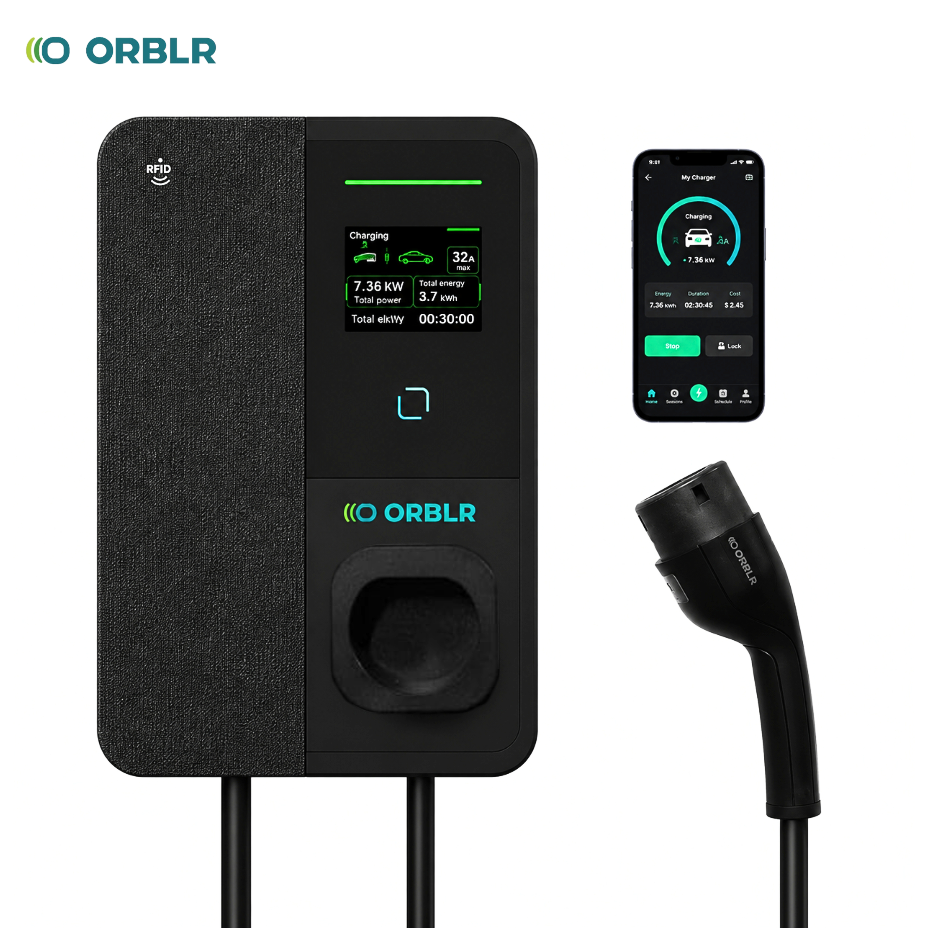 ORBLR CYBR X22 | 22kW Wall EV Charger | Three Phase